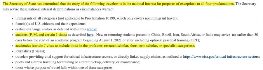 Visiting Scholar Travel Ban (J Visa) to the US ends May 12, 2021